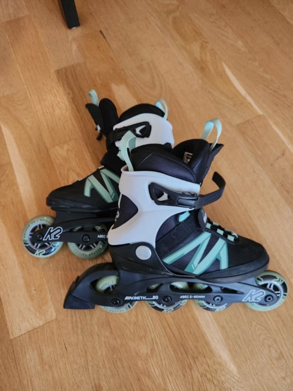 K2 Kinetic 80 Pro Women's Inline Skates, Black and Teal, Size 6